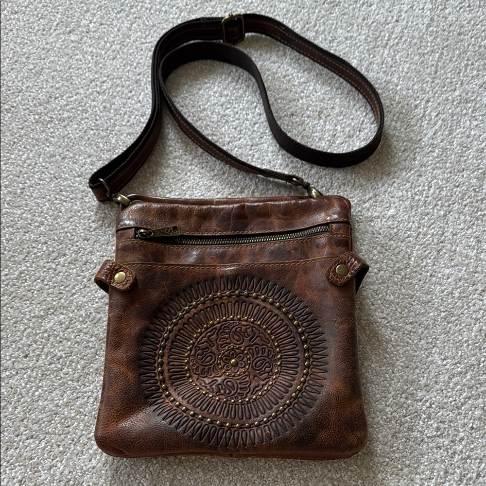 Patricia Nash Vintage Brown Leather Crossbody Bag - Picture 2 of 6
